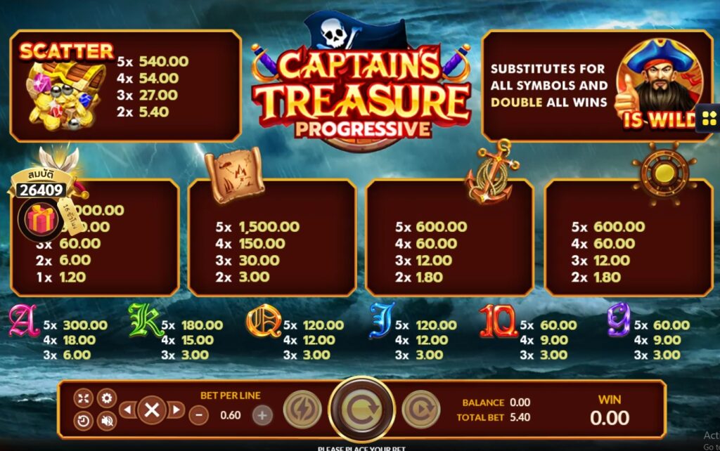 Captains Treasure Progressive joker123 Ufabet3663 ฝาก ถอน